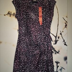 Nicole Miller Black and Pink Midi Dress